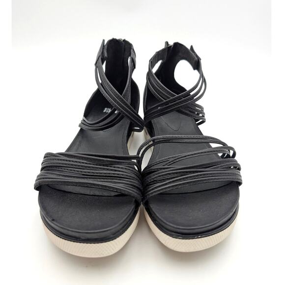 Eileen Fisher Shae Strappy Sandal Back Zip Women's Black Size US9 EU39.5 - Picture 2 of 13